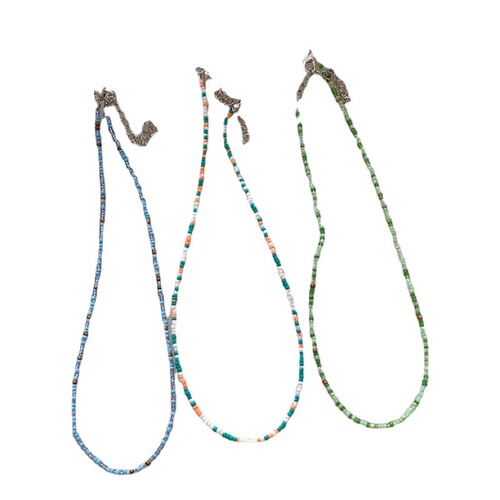Korean retro colored beaded rice bead necklace girl-style rainbow rice bead necklace bohemian color necklace