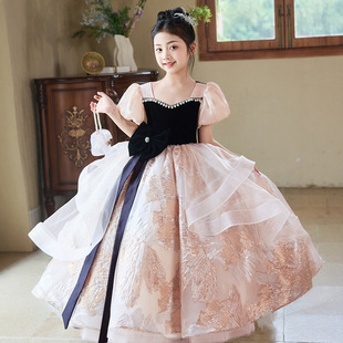 Girls' Dress High-end Sense Little Flower Girl Princess Dress Birthday Party Beautiful Wedding Dress Children's Piano Performance Dress Summer