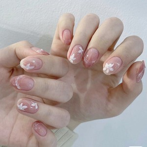 Fresh Camellia Wearable Nail Line French Cartoon Nail Art Patch Full Size Fake Nails Gentle Fresh Camellia Wearable Nail Line French Cartoon Nail Art Patch Full Size Fake Nails Gentle