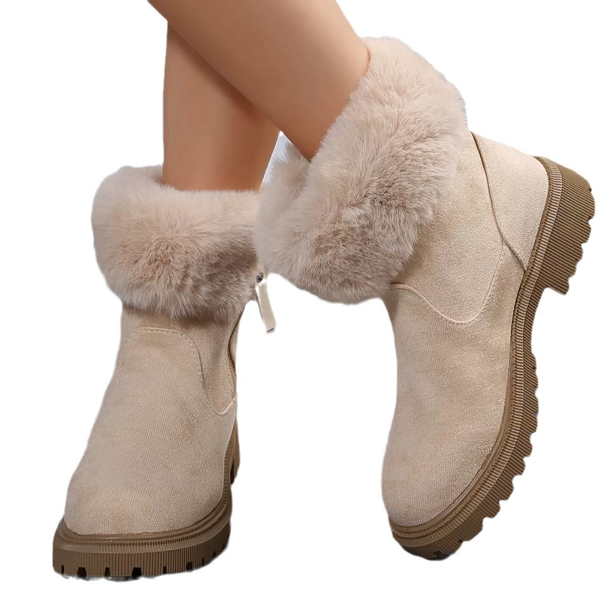 Winter keep‑warm boots, plus size 2023 style, black or khaki, sizes 36–43