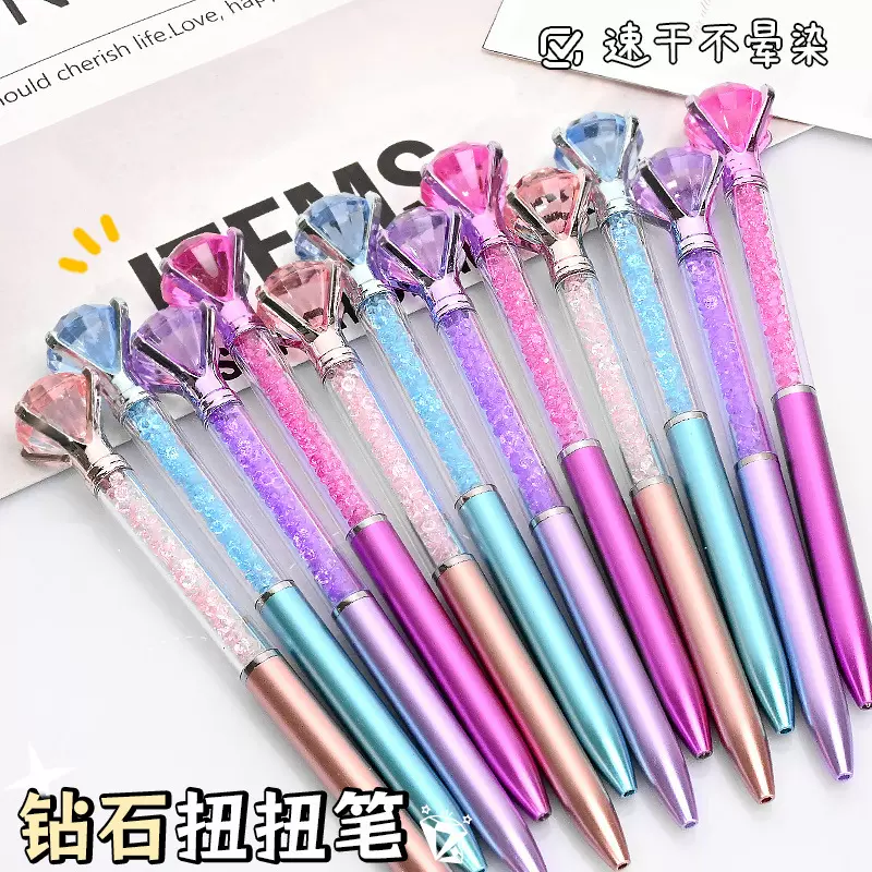 跨境创意钻石水晶圆珠笔学生礼物仿真金属水晶流沙碎钻圆珠笔批发