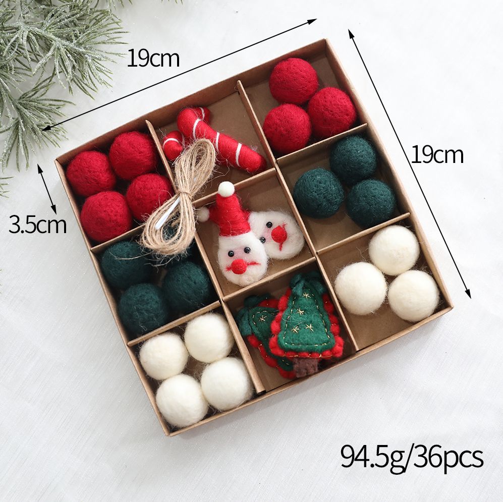 Bola de lana caja decorativa BOLA DE Navidad patrón de dibujos animados árbol de Navidad colgante Regalo De vacaciones decoración de la ventana color mezclado