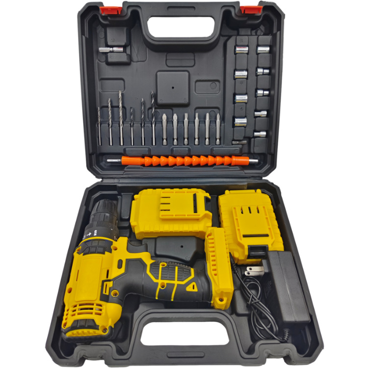 Fábrica directa de taladro eléctrico de litio conjunto de taladro eléctrico de torsión 21v conjunto de taladro eléctrico de doble velocidad accesorios completos taladro eléctrico de litio