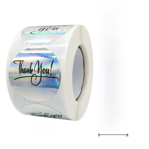 New Roll Rainbow Laser Thank You For Your Purchase Commercial Decorative Envelope Sealing Label Self-Adhesive Sticker Label