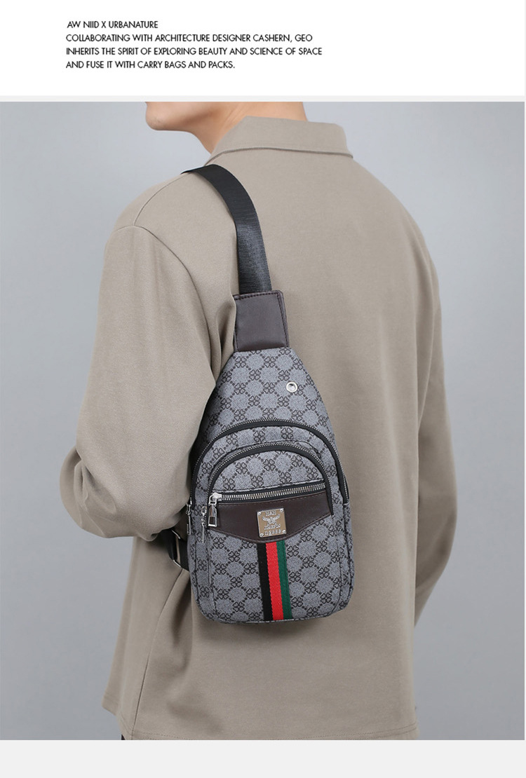 Cross-border chest bag, men's crossbody bag, travel shoulder bag, large-capacity leather bag, sports small backpack, multi-functional men's bag undefined
