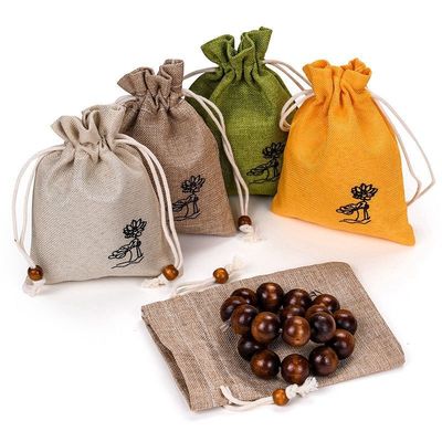 Beam port bag 10 Flax Sachet Incense bags Small bundles pocket Storage gift Hand string Purse Bag wholesale