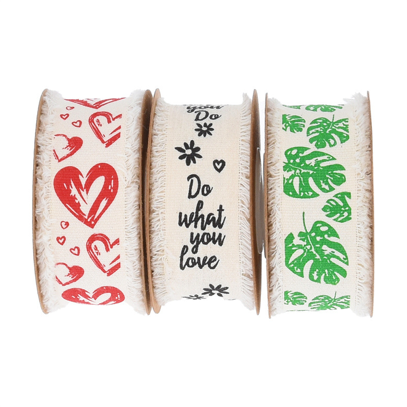 Transfronterizos nueva impresión de cinta de amor cinta de algodón jardinería decoración de maceta de tortuga hecha a mano cinta de hoja de 5 yardas