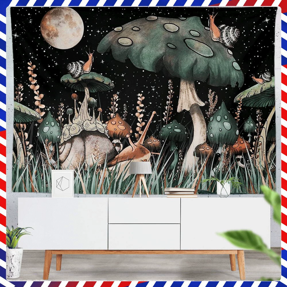 Ins Стиль Гриб Улитка Лента Живопись Спальня Стены Декоративный Фон Ткань Фабрика Оптовая Печатная Подвесная Ткань