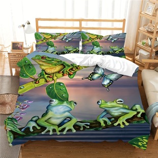 Tree frog frog animal quilt cover bedding foreign trade three-piece quilt cover Amazon independent station cross-border exclusive
