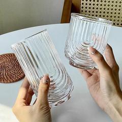 新しいストライプ U 字型ガラスインアイスアメリカンラテコーヒーカップジュースカップドリンクカップ家庭用ウォーターカップ