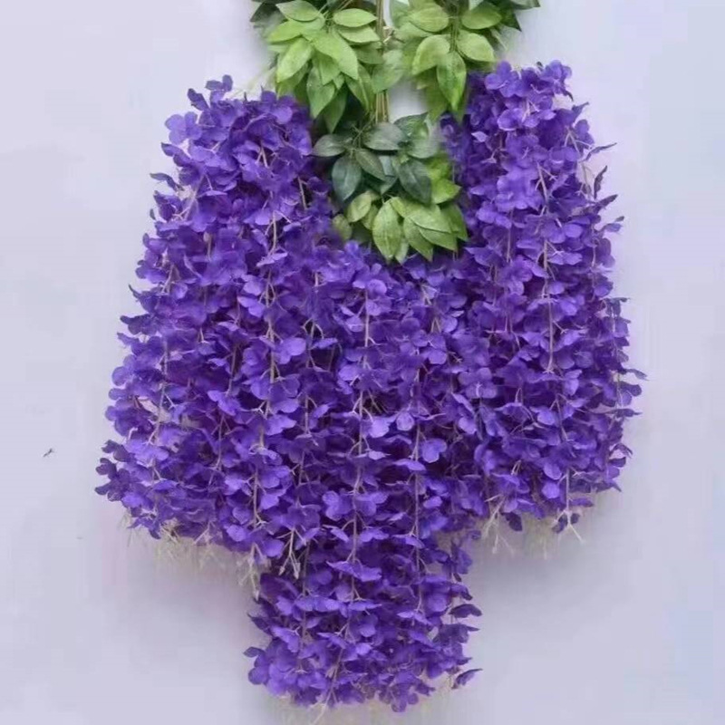 仿真紫藤花豆花串紫羅蘭塑料絹花裝飾藤蔓植物吊頂花婚慶假花藤條