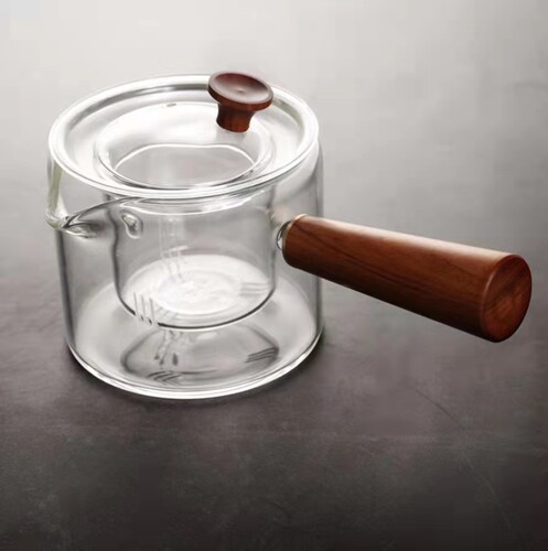 High borosilicate glass tea set, electric ceramic stove, wooden handle side handle, hammered pattern glass tea pot, heatable steam tea pot