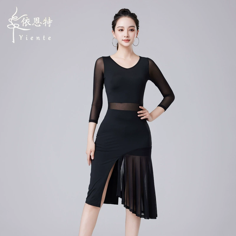 Платье для латинских танцев для взрослых, новая одежда для танцевальной практики, профессиональная сексуальная танцевальная юбка, стильная танцевальная одежда для тренировок