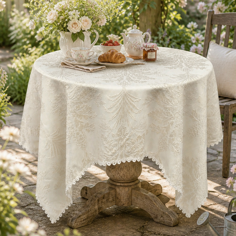 Factory Direct Sales French-Style Tablecloth Outdoor Background Tablecloth Simple High-End Wedding Decoration Tablecloth Hotel Decoration Cloth