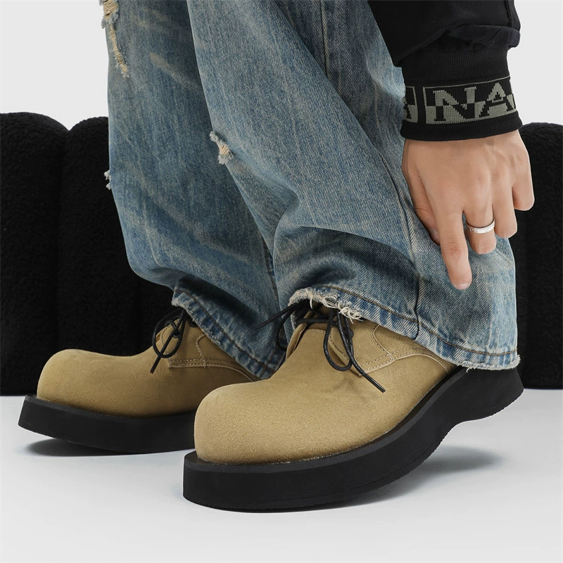 Большие головы повседневные кожаные туфли с толстым дном увеличены, дикие мужские туфли простые ретро британский стиль, повседневные туфли дерби