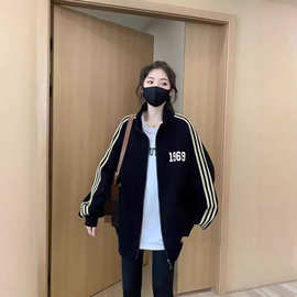 （仿华棉复合）大码女装春秋季棒球服遮肚显瘦卫衣外套胖mm2-300