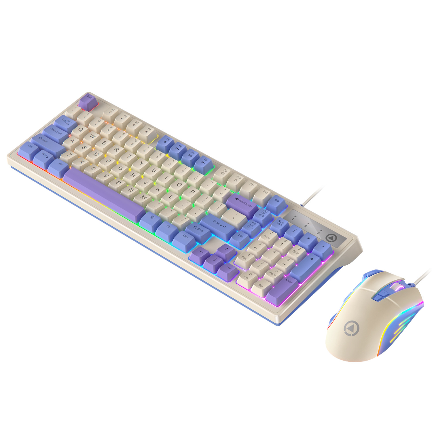 Talla de plata km800 personalizado juego teclado ratón juego color a juego con cable luminoso escritorio accesorios 98 teclas