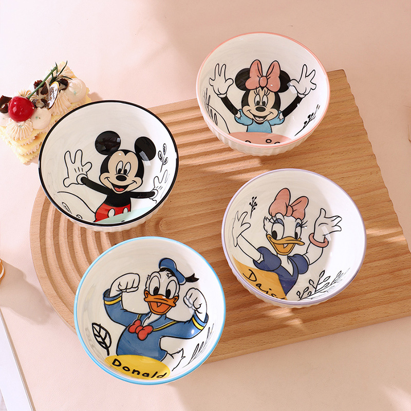Cuenco de arroz de cerámica de dibujos animados de Mickey 4.5 pulgadas de cuatro platos con un alto valor de cara image 8