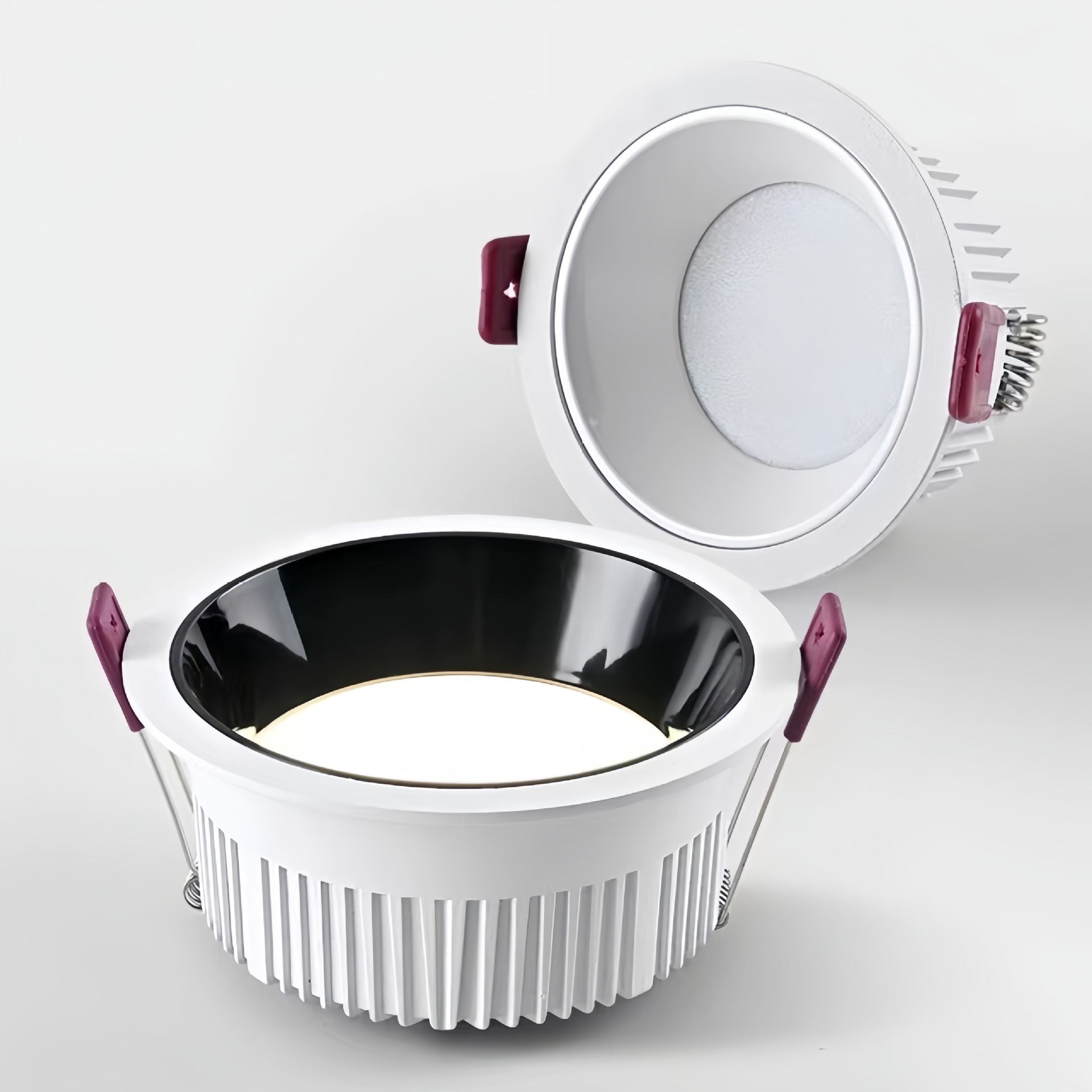 Lámpara de techo de lado estrecho para el hogar con orificio de apertura de 75mm de pantalla alta incrustada en blanco negro sin luz principal luz downlight LED antideslumbrante