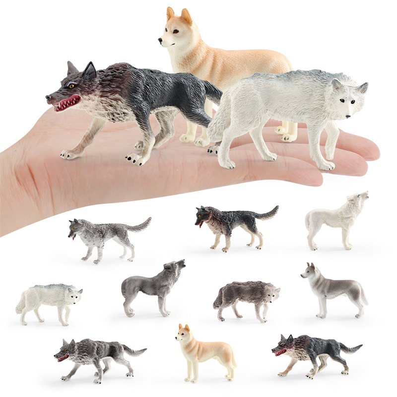 Transfronterizo Amazonas simulación bosque animal gris Lobo Blanco Lobo Negro Lobo Marrón Husky modelo estática decoración juguete