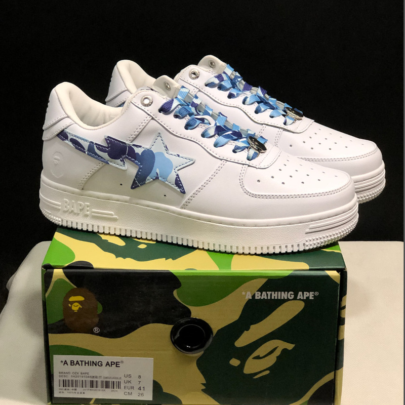 Bape Sta猿人頭空軍連名漫威白黒パンダの漆皮の厚い底が高くなりました。|undefined