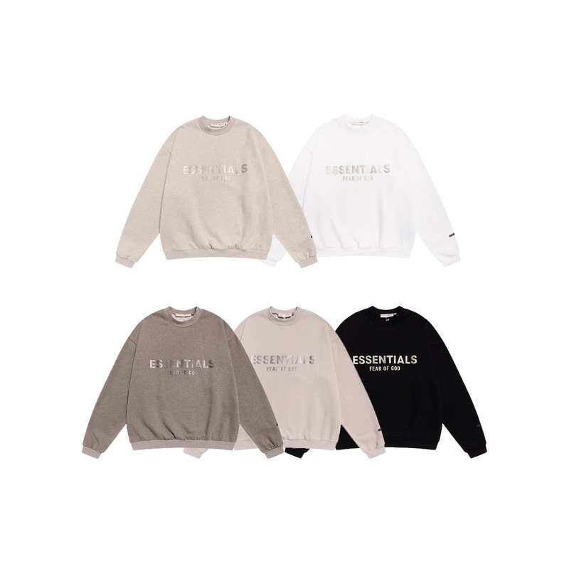 Fear of God Multi-Thread Essentials Brushed Letter Embossed Fog Round Neck Pullover Sweatshirt Couple Style Fear of God Multi-Thread Essentials Brushed Letter Embossed Fog Round Neck Pullover Sweatshirt Couple Style