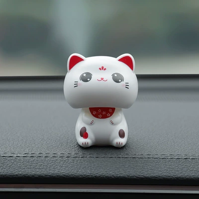 Cute Nodding Solar Car Car ornaments - nod-when-exposed-to-light-big-headed-cat-open-eyes