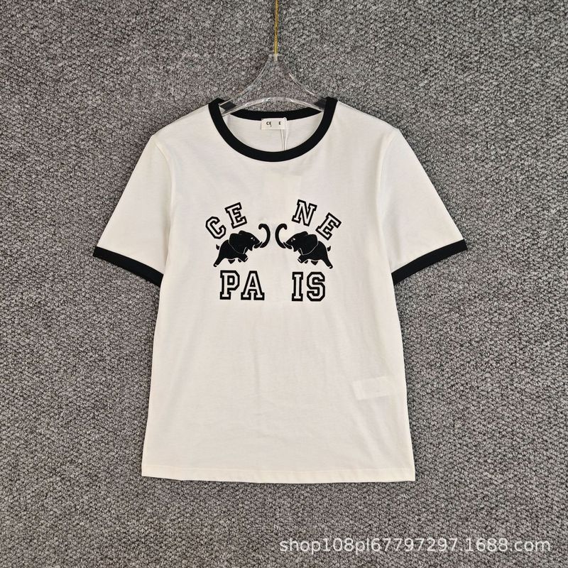 新しいCEファッションスリムルーズプルオーバー多用途レタープリント半袖Tシャツ|undefined