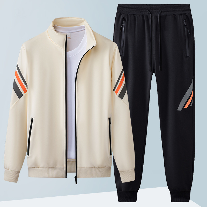 Hombres deportivos ociosos primavera y otoño camisetas de manga larga camisetas pantalones largos set 8828 ropa de verano de moda de mediana edad