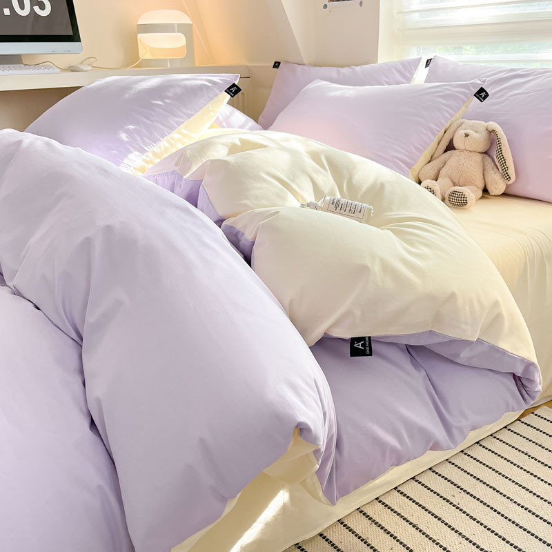 Cama de algodón de clase A para madres y bebés, ropa de cama de cuatro piezas, ropa de cama de color sólido, ropa de cama, dormitorio de estudiantes, tres piezas