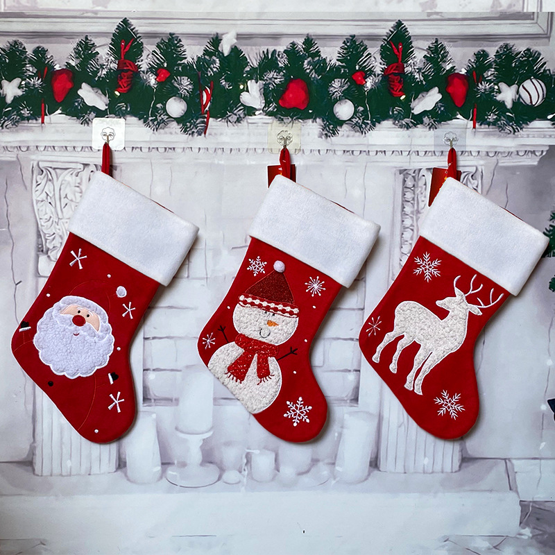 跨境圣诞节圣诞袜老人雪人麋鹿红色卡通圣诞礼物袜装饰糖果袋子