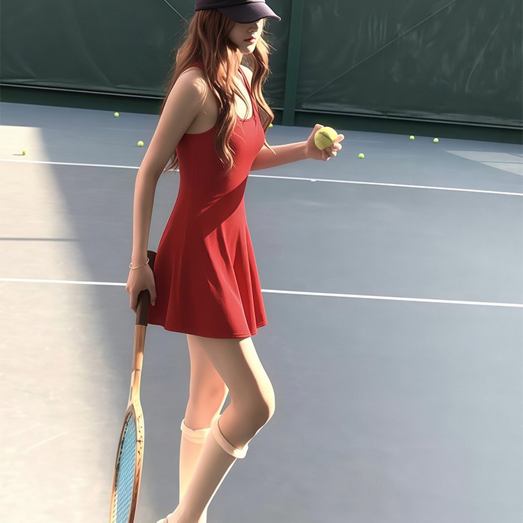 Cross-border sleeveless tank top tennis dress, popular slimming summer casual outdoor sports dress, in stock for quick delivery