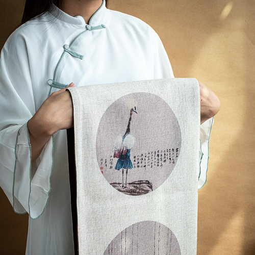 Zen hand-painted linen tea mats, table flags, tea ceremony accessories, Chinese linen tea coasters, tea sets, tea art dry mats, tea flags