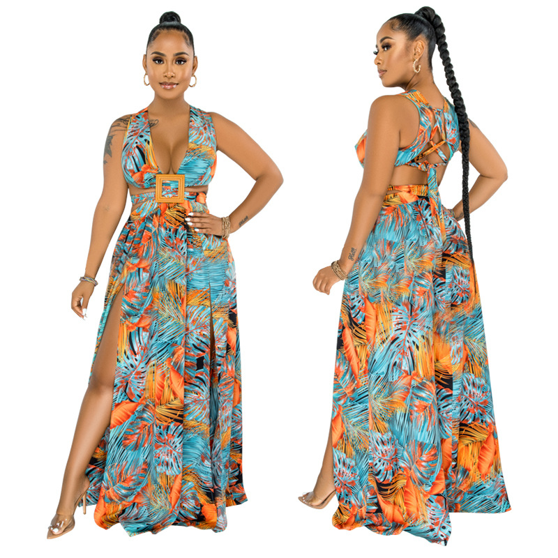 New Fashion Print Sexy Sling Dress nihaostyle clothing wholesale NSCYF68166