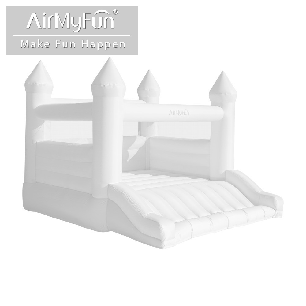 AMF | Cama de salto blanca inflable fiesta de bodas castillo boda hogar interior pequeño trampolín al aire libre propuesta de matrimonio
