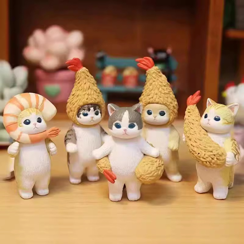 (2개) 애니메이션 도매 5 튀긴 새우 고기 고양이 GASHAPON 상어 고양이 손으로 만든 모델 헤드 기어