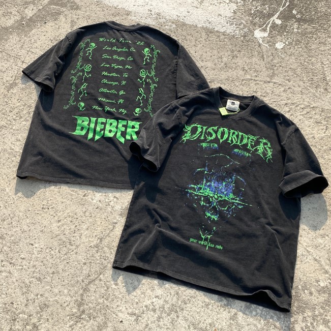 Vtg半袖男アメリカンヴィンテージマンソンセントレトロダークダーク欧米古いfogスタイルハイストリートtシャツ