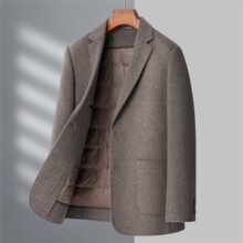跨境2025年秋冬新款双面呢大衣男西装商务休闲感呢子脱内胆外
