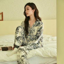纯棉睡衣女士秋冬长袖裤性感开衫蕾丝大码2025新款外穿家居服春秋