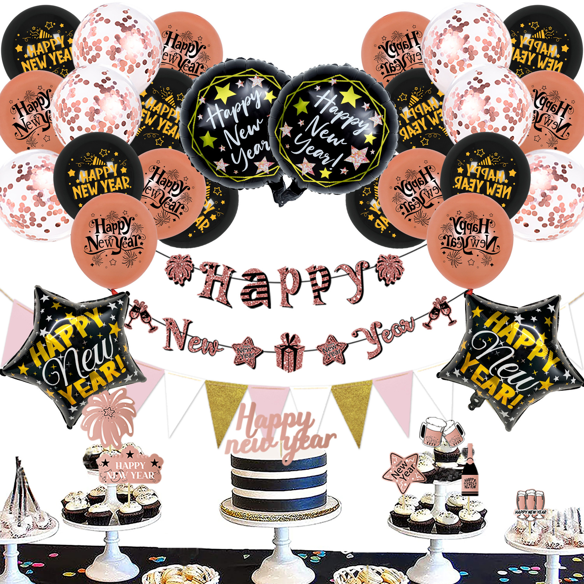 Globos de Año Nuevo, Decoración de Nochevieja, Juego de Globos, Decoración de Año Nuevo 2026, Globos de Año Nuevo, Decoración de Fiesta