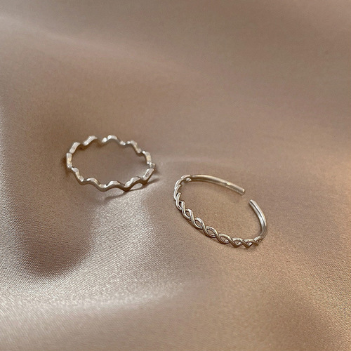 ins fashion internet celebrity same set wavy temperament simple ring female Korean version new design index finger ring 