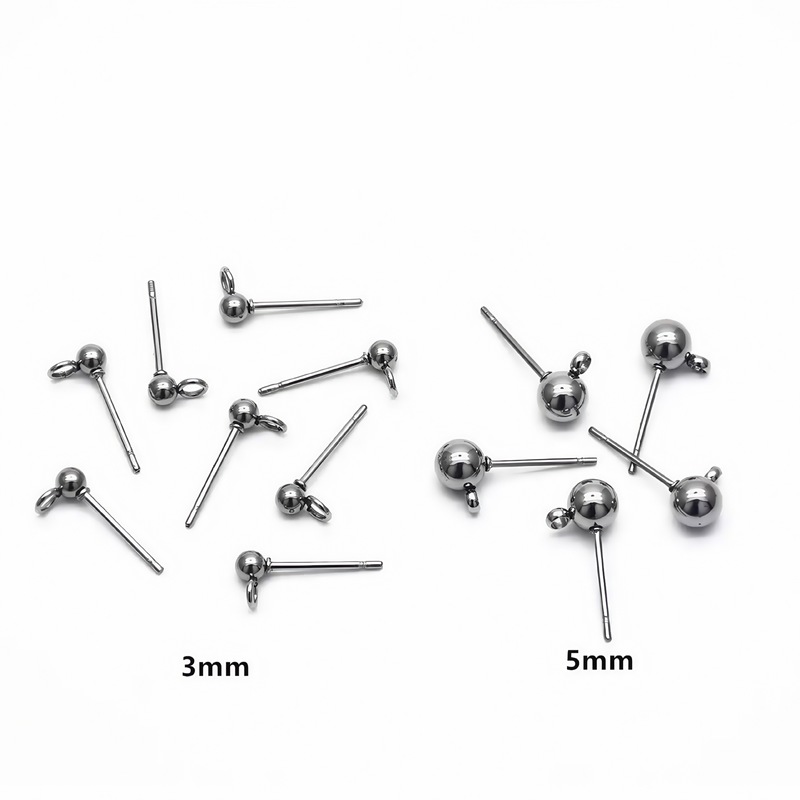 ステンレス鋼ビーズ針溶接リングボール針イヤリングラウンドビーズペンダントイヤリング diy 手作りジュエリーアクセサリー耳フック|undefined