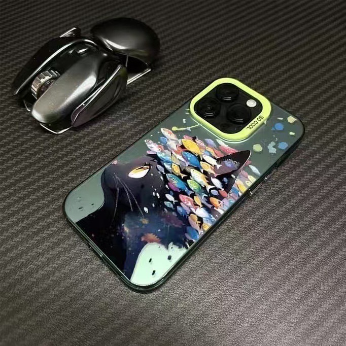El nuevo gato quiere pescado para iPhone 16 funda para teléfono móvil 11 Apple 15promax/14 anti-caída 13pro personalidad 12