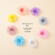 DIY布艺网纱花婚庆礼盒胸花发饰服饰配件批发条纹纱卷芯花饰品