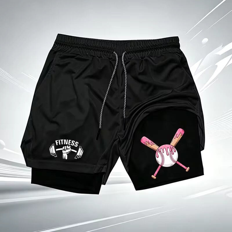Breathable Men Gym Sports Shorts with Compression Lining Fitness Quick Dry Running Training Sportswear Self Breathable Men Gym Sports Shorts with Compression Lining Fitness Quick Dry Running Training Sportswear Self