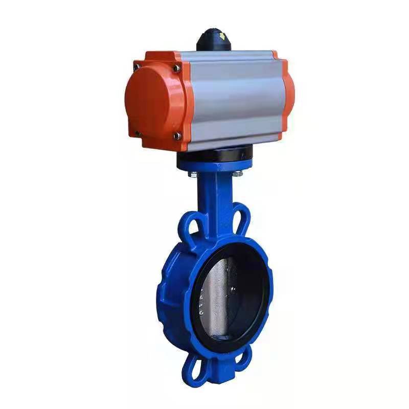 气动不锈钢对夹蝶阀 常温常压气动法兰蝶阀  气动铸钢的气动蝶阀