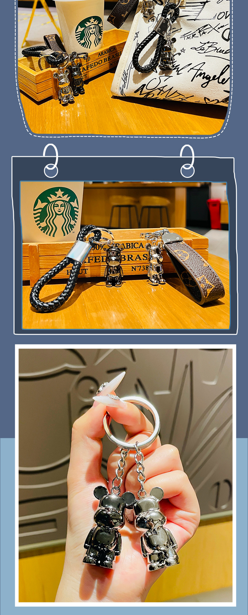 1 Piece Fashion Bear Metal Unisex Bag Pendant Keychain display picture 1