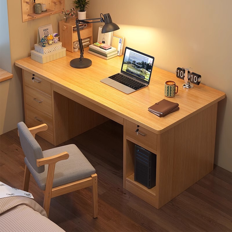 Solid Wood Desk Student Home with Drawer Learning Writing Desk Simple Modern Bedroom Desktop Computer Desk