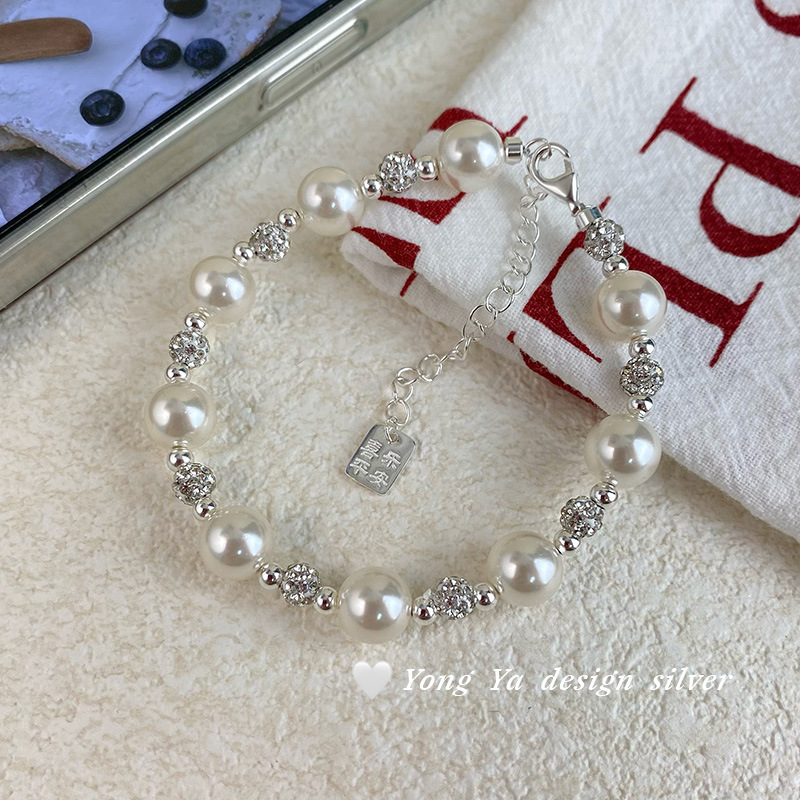 S925 Sterling Silver Autumn and Winter New Shambhala Pearl Bracelet Women's Simple Ins Niche Design Elegant Bracelet