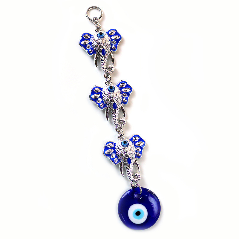 Turkish Blue Eye Car Pendant Elephant Head Ornament Evil Eye Hanging Decoration Wholesale Cross-Border Europe and America Turkish Blue Eye Car Pendant Elephant Head Ornament Evil Eye Hanging Decoration Wholesale Cross-Border Europe and America